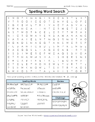 Spelling Word Search 4th Grade