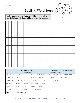 Grade 4 Spelling Word Search