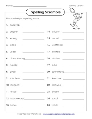 Grade 4 Spelling Scramble