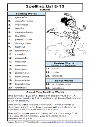 5th Grade Spelling List