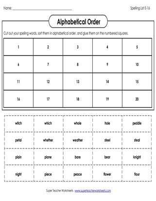 Grade 5 Spelling Activity