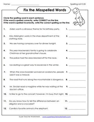 5th Grade Spelling Worksheet