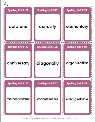 5th Grade Spelling Flashcards