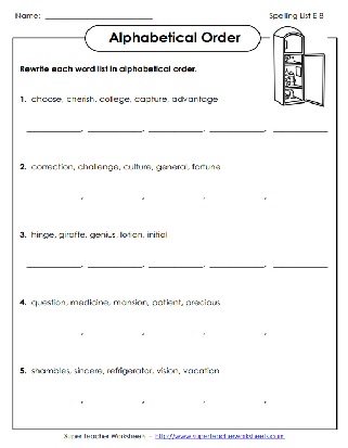 Spelling Worksheet for 5th Graders