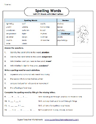 5th Grade Spelling Worksheets