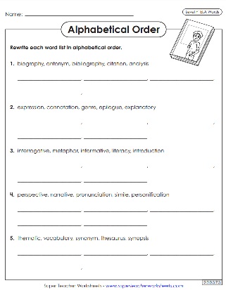 6th Grade Spelling - ABC order