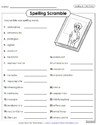 Printable Sixth Grade Spelling Worksheets