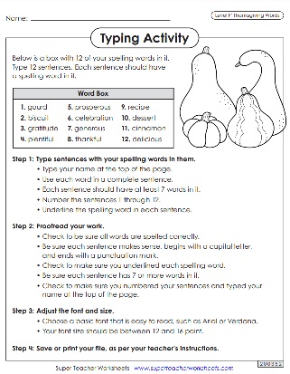 Spelling Typing Activity - 6th Grade