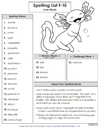 6th Grade Spelling Worksheets