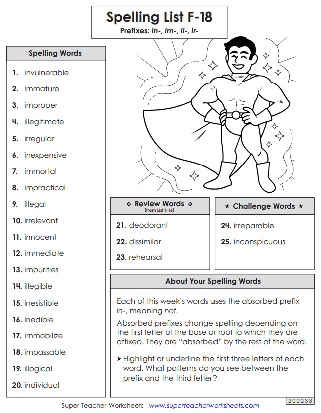 6th Grade Spelling Worksheets