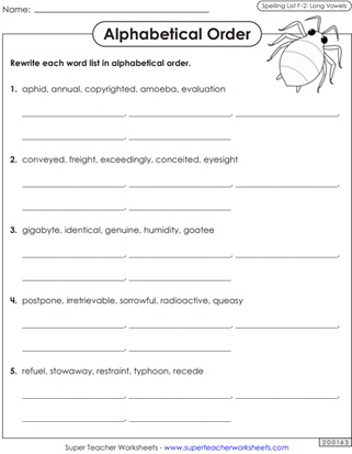 6th Grade Spelling Worksheets