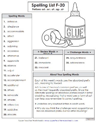 Sixth Grade Spelling - Word List