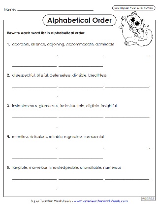 Spelling Worksheets - 6th Grade