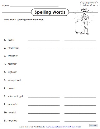 6th Grade Spelling Worksheets