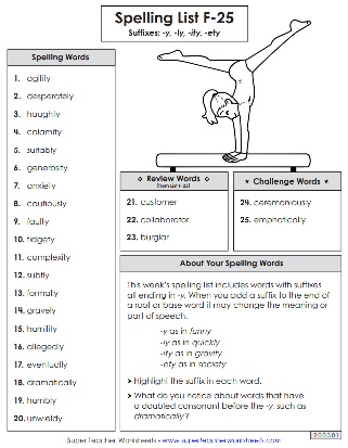 Spelling Word List - Sixth Grade