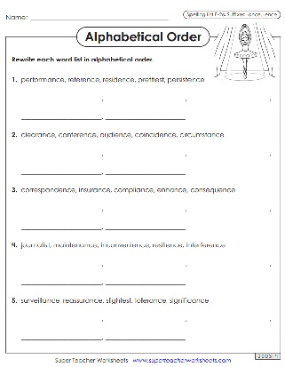 6th Grade Spelling - ABC Order