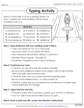 Spelling Typing Activity - 6th Grade