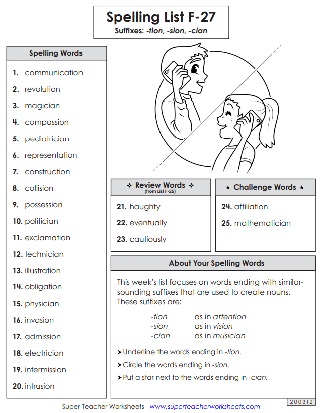 6th Grade Spelling Worksheets