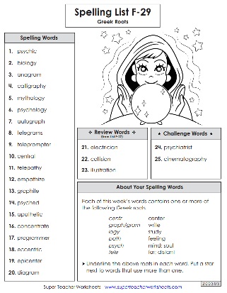 6th Grade Spelling Worksheets