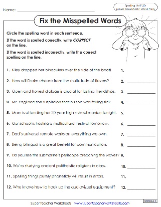 6th Grade Spelling Worksheets