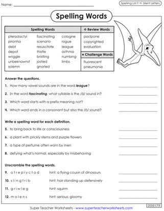 Grade 6 Spelling Worksheets