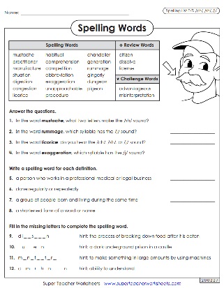 Printable Spelling Units - Sixth Grade