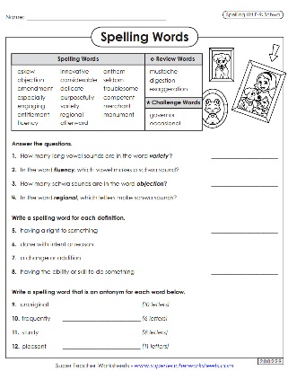 6th Grade Spelling Worksheets