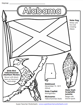 State of Alabama Worksheets - Symbols