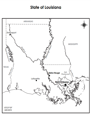 State of Louisiana Labeled Map