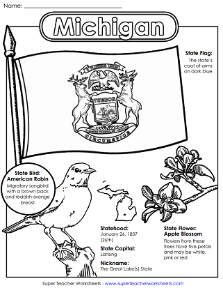 State Symbols - Michigan Worksheets