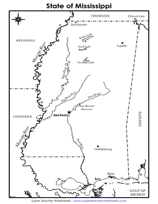 State of Mississippi - Labeled Map