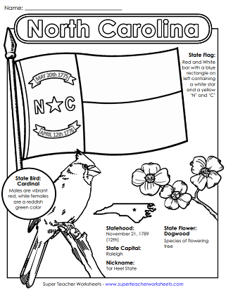 North Carolina Worksheets - State Symbols