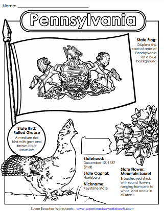 Pennsylvania Worksheets - State Symbols