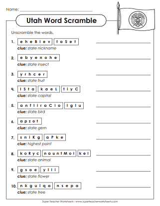 State of Utah Puzzles and Activities