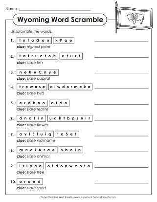 State of Wyoming - Activities and Puzzles