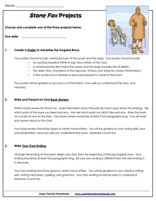 Stone Fox - Book Unit Printable Worksheets