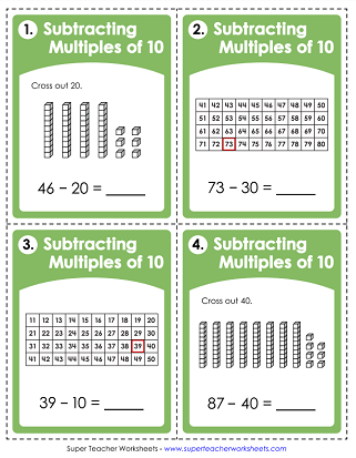 Subtracting 10 Activities - Task Cards