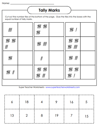 Tally Marks Activity - Cut and Glue