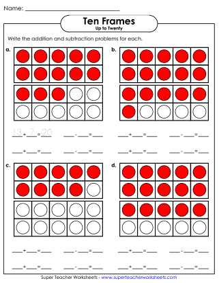 Ten Frames Worksheets (Up to 20)