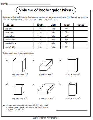 Volume Activities (Rectangular Prisms)