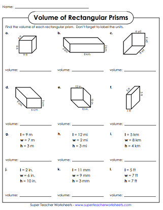 Volume Printables (Rectangular Prisms)