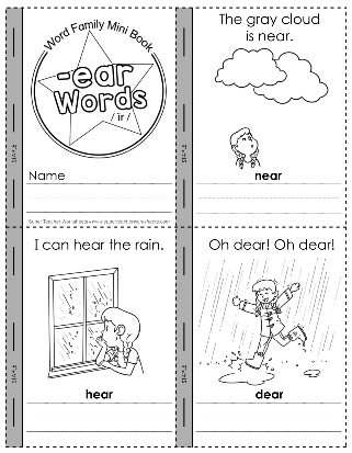 Word Family Mini Books for -ear Words