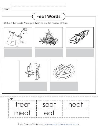 Cut & Glue Word Family Worksheet