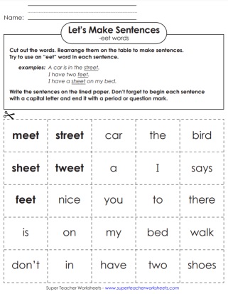 Make Sentences with the Word Family -eet Worksheet