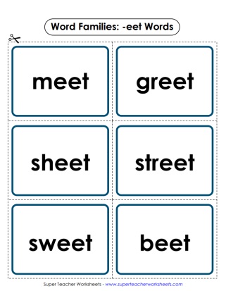 Word Family -eet Printable Flash Cards