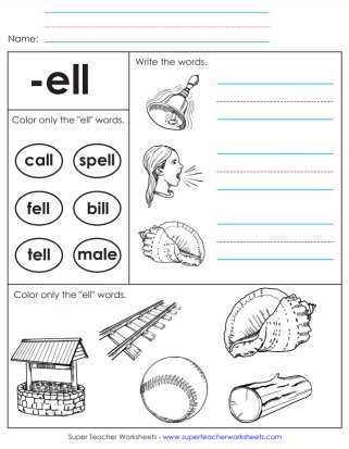 Word Family -ell Coloring Activity