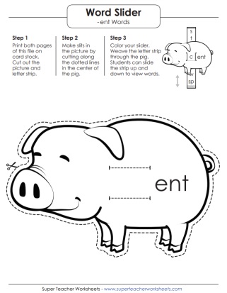 Word Family -ent Word Slider Activity