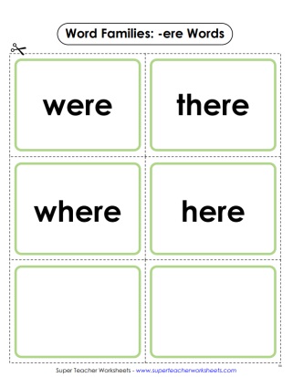 Word Family -ere Review Cards