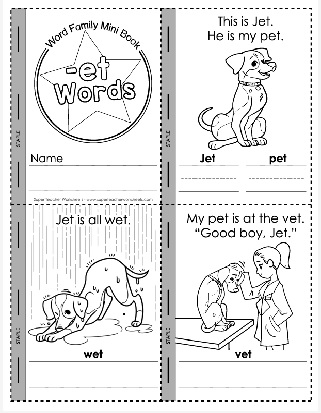 Word Family Unit -et Words Printable Activity Worksheet Mini Book