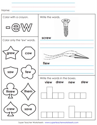 Word Family -ew Printable